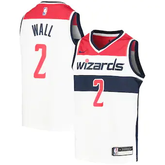 youth nike john wall white washington wizards swingman jers-532